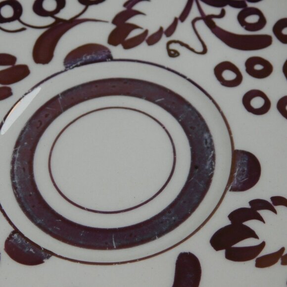 Grays Pottery Copper Luster Grapes Leaves Hand Painted Cup And Saucer Set FLAW - Picture 8 of 11